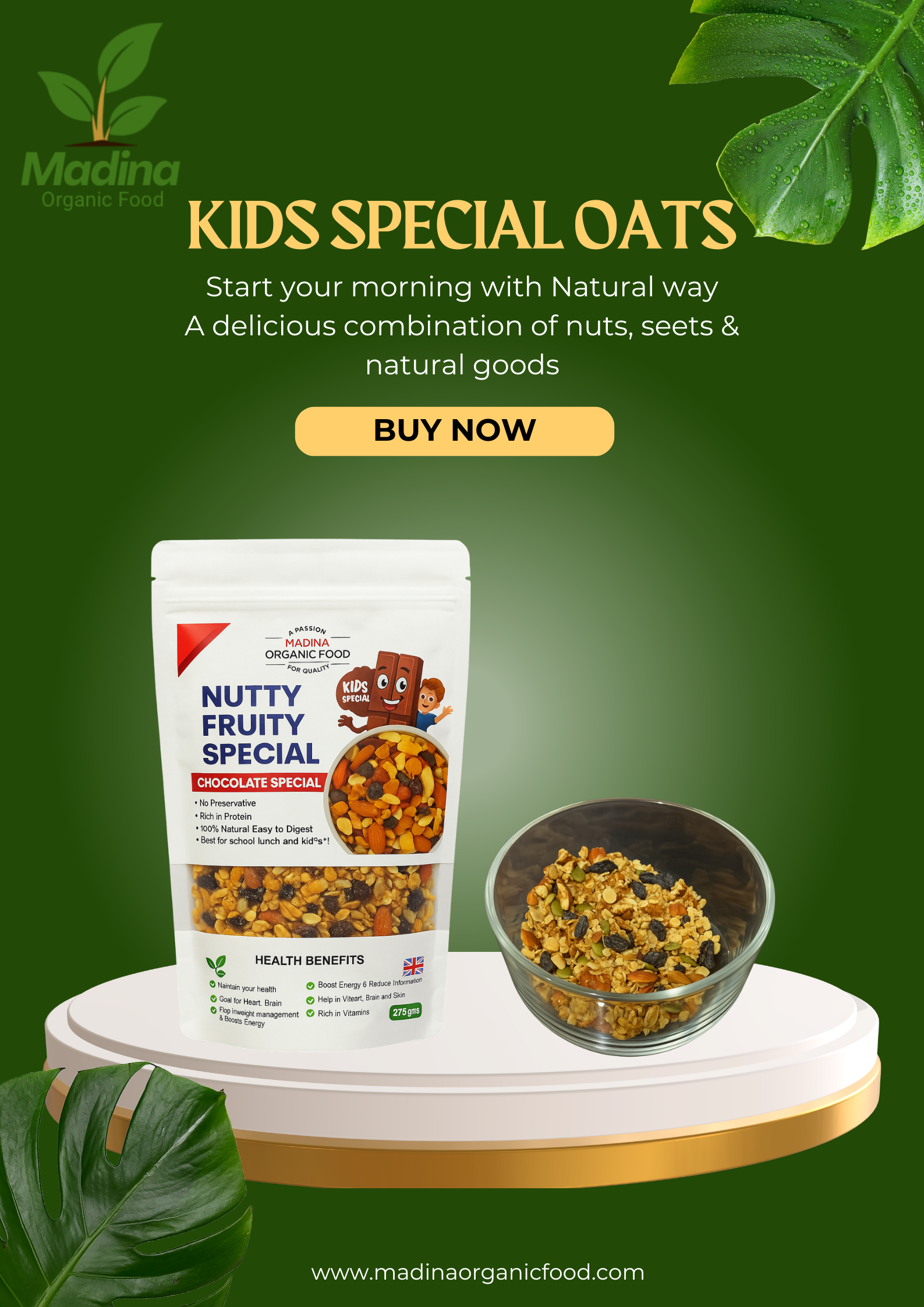 Chocolate Kids Special Oats - Madina Organic Food - Image 2